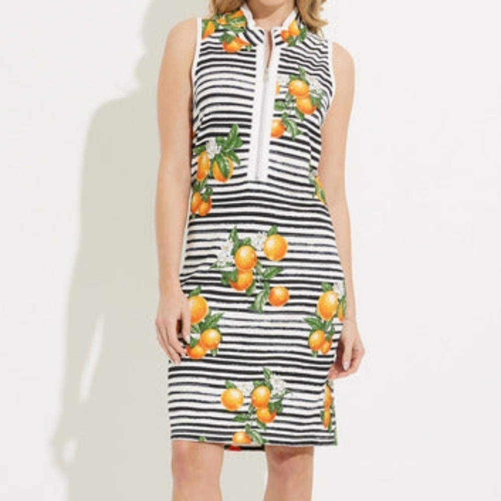 Orly NWT Navy/Orange Midi Dress (XS)